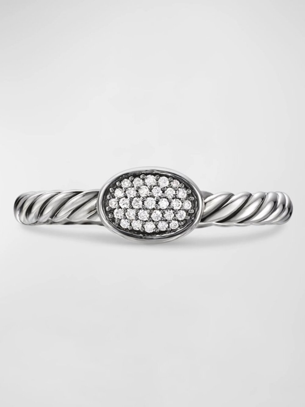 David Yurman Cable Collectibles Oval Ring with Diamonds, Size 7